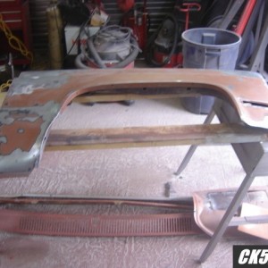 Front fender trimed, welded, ground, and sanded