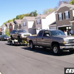 Jeep on trailer