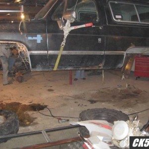 Blazer hanging from ceiling