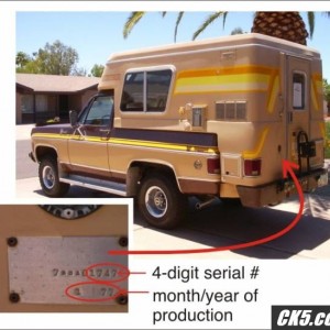 77 Blazer Chalet & serial number plate