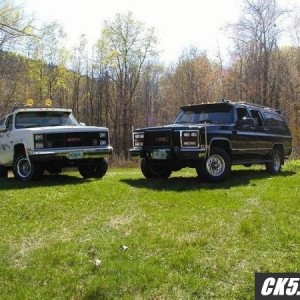 my 91 burb and my brothers 86 K5