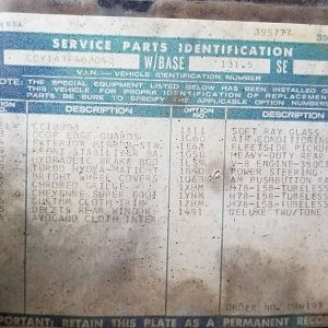 Inner fender tag