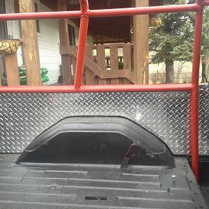 i didn't grind the floor welds,  but i did drill some drain holes and rino lined