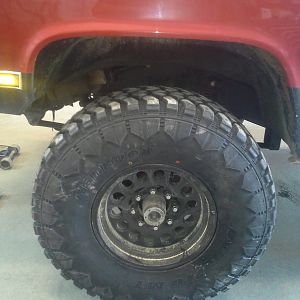 37 hankooks with studs for winter...and don't laugh, but they work great on rocks too