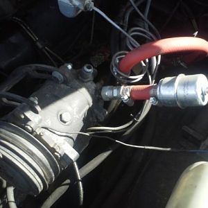 85 GMCJD installing the Air Compressor, tied inlet in to the crank case ventilation to keep it lubed slightly