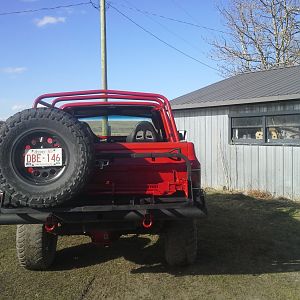 rear air tank bumper and swing away tire carrier