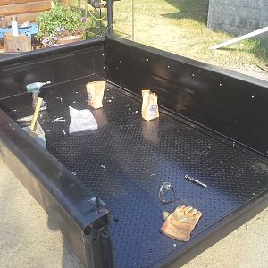 Now the box can sit on the frame till paint and body time.  It will be truck bed lined fully inside after paint