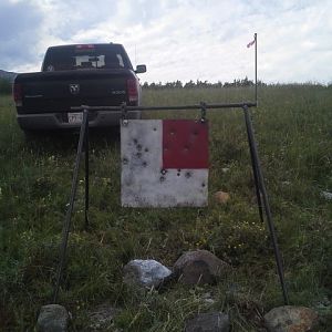 24" target set at 1350.  the shots on the left are one group