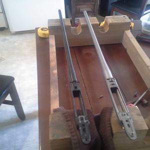 2 Sako's  stainless is a 338 win mag, the blued is a 300 weatherby mag