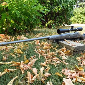 Sako A5 338 win mag.  muzzle brake really tamed it