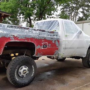 My boy painted his red box white over the weekend