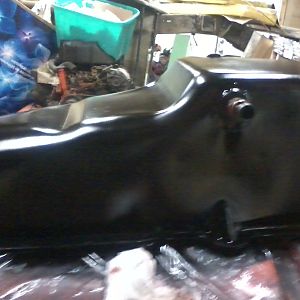 Oil pan with fitting brazed in for oil temp testing later