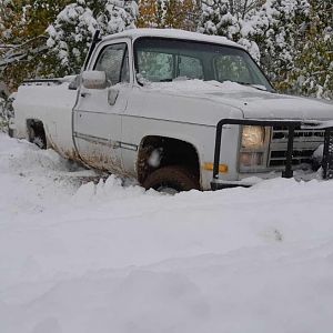 Really wet heavy snow. Learning how to drive with a locker I  snow!