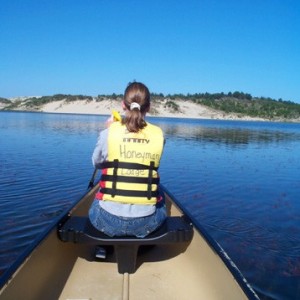 canoeing on Cleawox Lake south of Florence, OR
