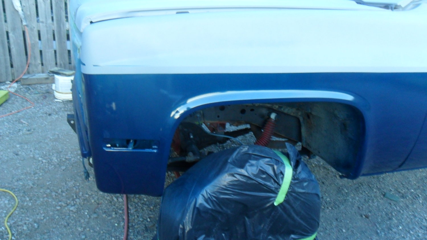 after some spray filler and blocking and primer sealer, I painted the blue lower section