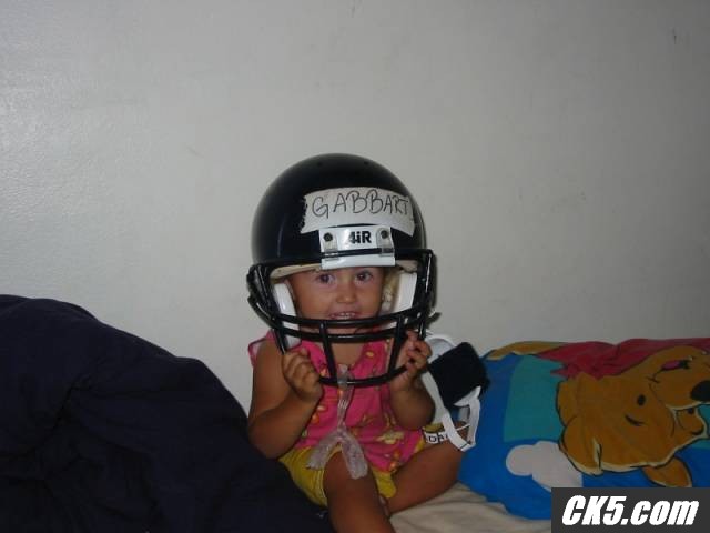 Bailey in helmet
