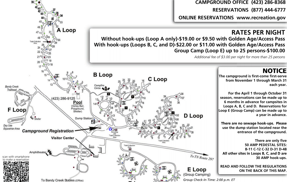 Bandy Creek Campground Map