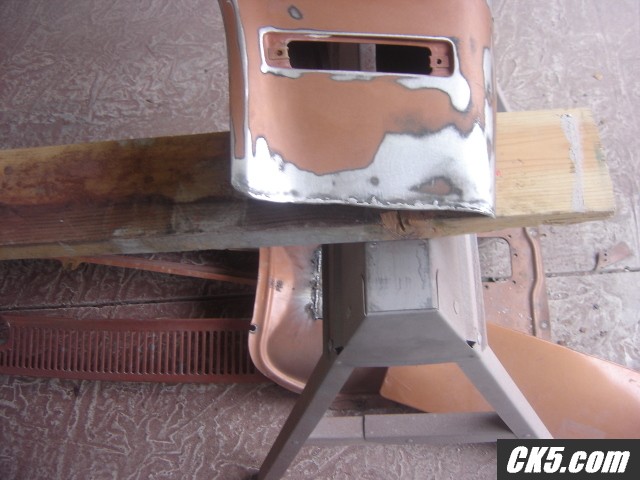 Close up of Trim job on front of fender