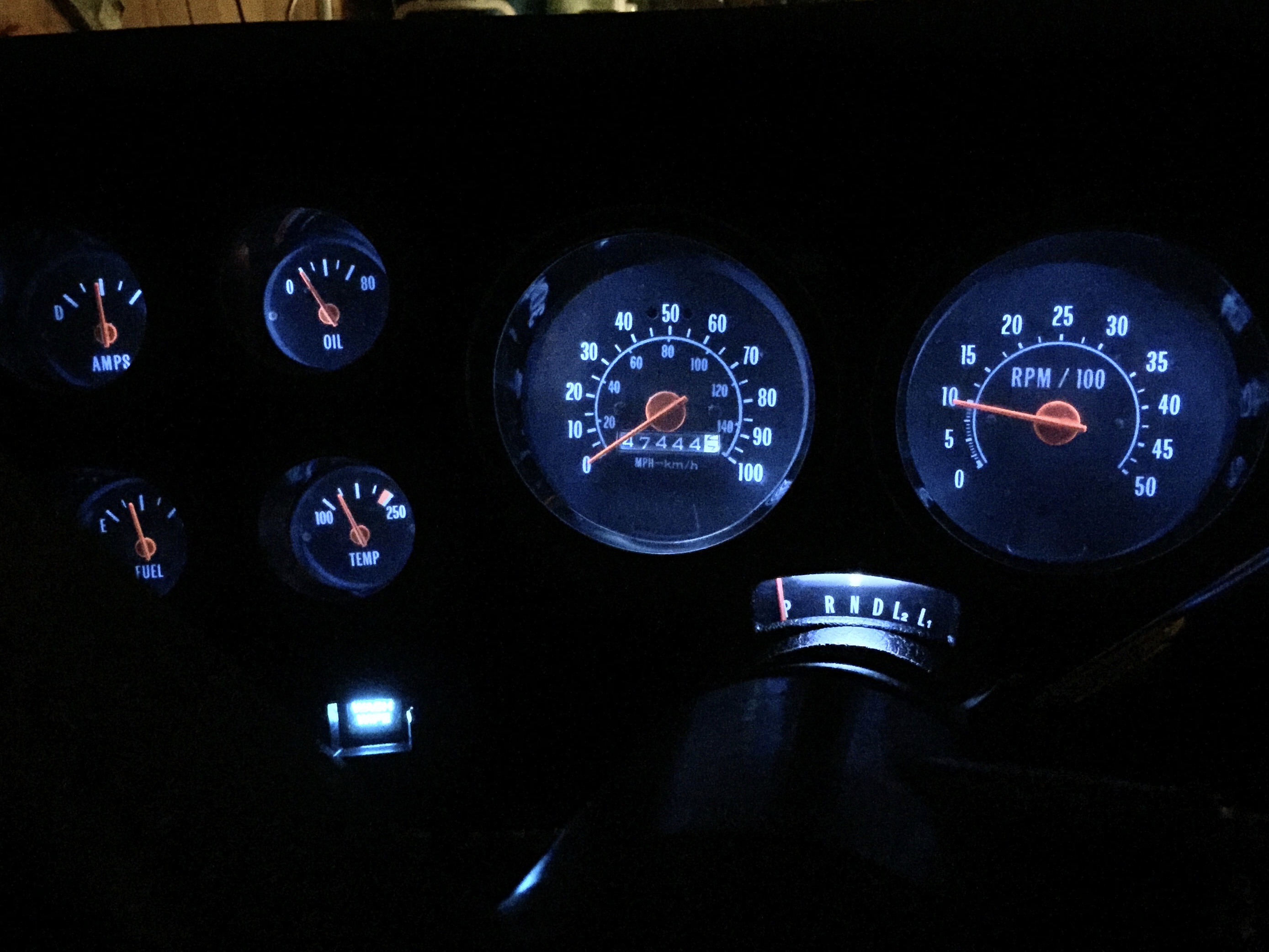 Freshly done interior of 75 Jimmy - Ebay Gauge Cluster with Tach - LED Upgrade
