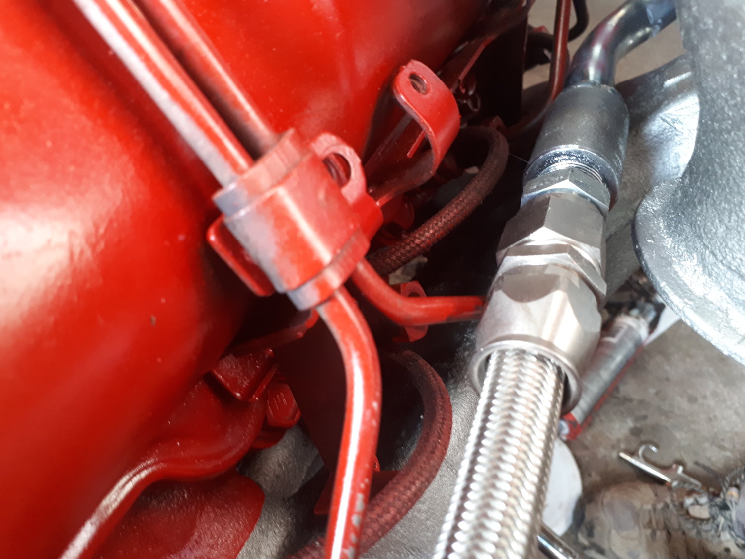 Nice 10-an stainless line to modified turbo oil drain hard line