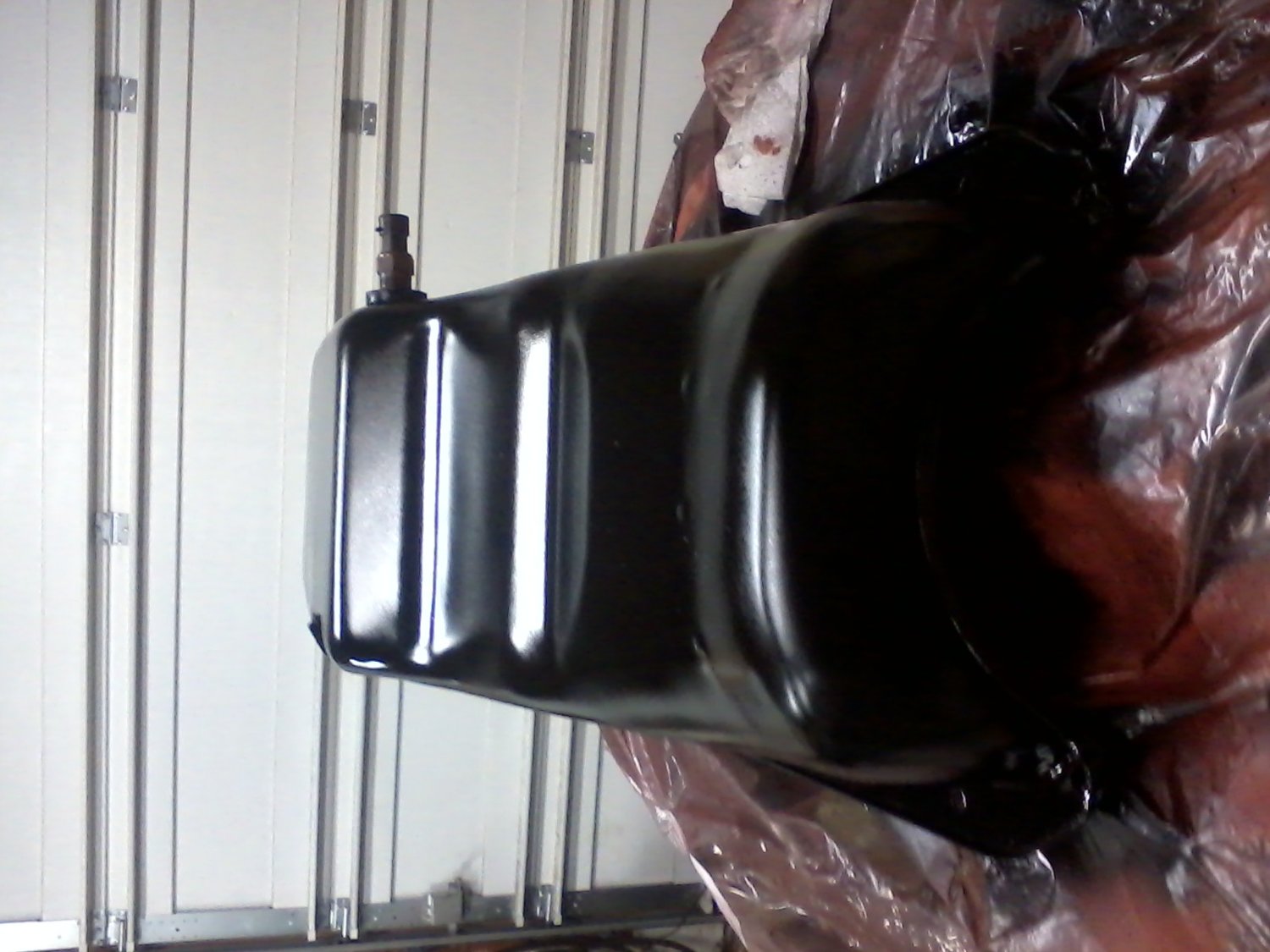 Oil pan with fitting brazed in for oil temp testing later